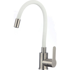 Смеситель для кухни D-Lin с гибким изливом, белый/сатин (H155316-3)
