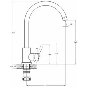 Смеситель для кухни D-Lin сатин (H155315)