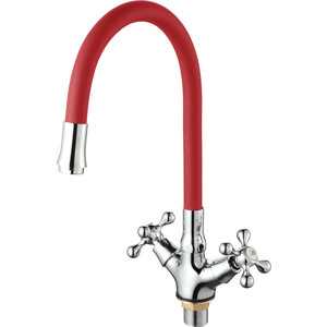 Смеситель для кухни D-Lin с гибким изливом, хром/красный (D153810-4)
