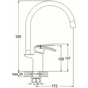 Смеситель для кухни D-Lin с гибким изливом, хром/черный (D157315-1)