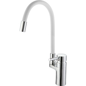 Смеситель для кухни D-Lin с гибким изливом, хром/белый (D157315-3)