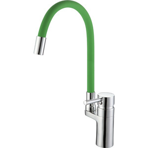 Смеситель для кухни D-Lin с гибким изливом, хром/зеленый (D157315-5)