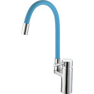 Смеситель для кухни D-Lin с гибким изливом, хром/синий (D157315-6)