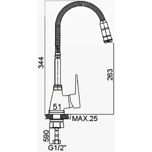 Смеситель для кухни D-Lin с гибким изливом, хром (D150362-Q)