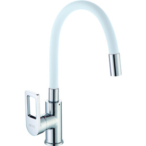 Смеситель для кухни D-Lin с гибким изливом, белый (D155308-3)