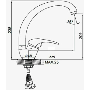 Смеситель для кухни D-Lin черный (D150409-A)