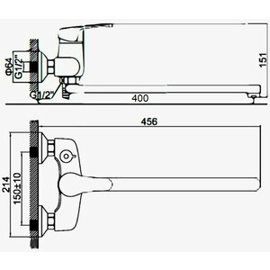Смеситель для ванны D-Lin универсальный, хром (D149305)
