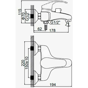 Смеситель для ванны D-Lin хром (D130401-8)