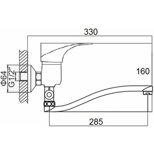 Смеситель для ванны D-Lin универсальный, хром (D140401-6)