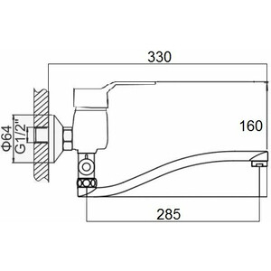 Смеситель для ванны D-Lin универсальный, хром (D140403)
