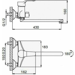 Смеситель для ванны D-Lin универсальный, хром (D146403)