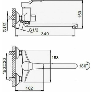 Смеситель для ванны D-Lin универсальный, хром (D147403-1)