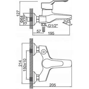 Смеситель для ванны D-Lin хром (D130403-6)