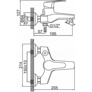 Смеситель для ванны D-Lin хром (D130404-6)