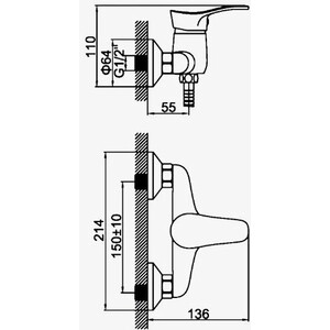 Смеситель для душа D-Lin хром (D160305)