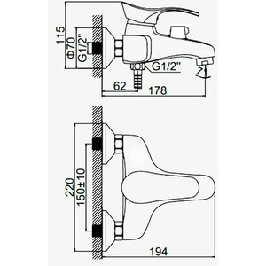 Смеситель для ванны D-Lin хром (D130405-8)