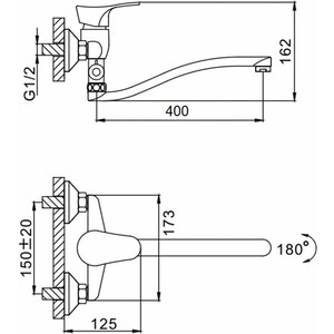 Смеситель для ванны D-Lin универсальный, хром (D140405-6)