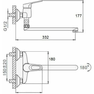 Смеситель для ванны D-Lin универсальный, хром (D140422)