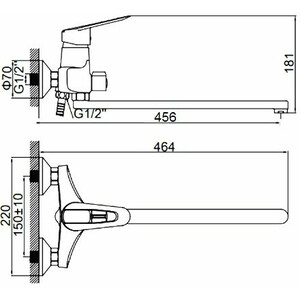 Смеситель для ванны D-Lin универсальный, хром (D146429)