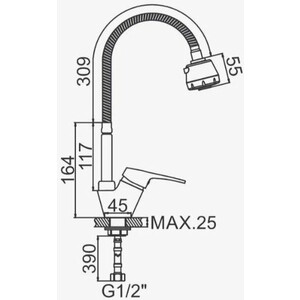 Смеситель для кухни D-Lin с гибким изливом, хром (D150628-T)