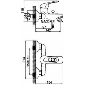 Смеситель для ванны D-Lin хром (D130409)
