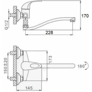Смеситель для ванны D-Lin универсальный, хром (D140409)