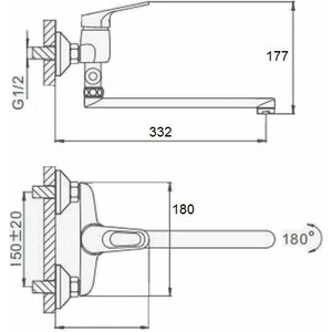 Смеситель для ванны D-Lin универсальный, хром (D140309-2)