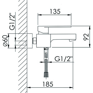 Смеситель для ванны D-Lin универсальный, черный (D147365-A)