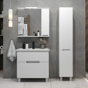 Зеркало-шкаф Sanstar Ориана 80х75 с подсветкой, белый (280.1-2.4.1.)