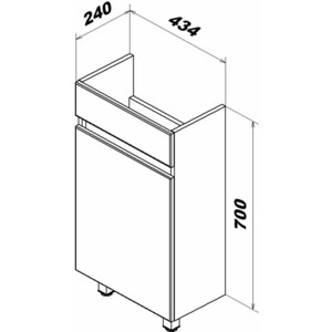 Тумба под раковину Sanstar Квадро 45х25 белая (123.1-1.4.1.)