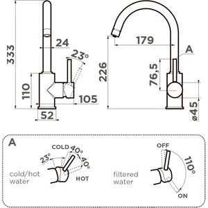 Смеситель для кухни Omoikiri Shinagawa 2 Plus-BE с подключением фильтра, ваниль (4994407)