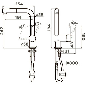 Смеситель для кухни Omoikiri Tanigawa-SB-BN нержавеющая сталь (4994457)
