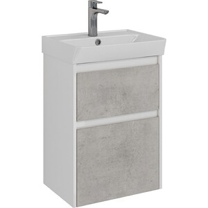 Тумба с раковиной Lemark Combi 50х35 бетон/белый глянец (LM03C50T-Beton, 551353)