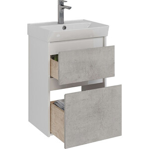 Тумба с раковиной Lemark Combi 50х35 бетон/белый глянец (LM03C50T-Beton, 551353)