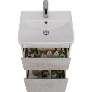 Тумба с раковиной Lemark Combi 50х35 бетон/белый глянец (LM03C50T-Beton, 551353)