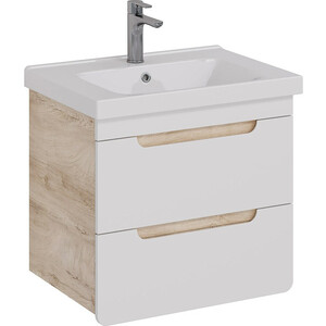 Тумба с раковиной Lemark Olivia 65х45 белый глянец/дуб кантри (LM08OL65T, 640214)