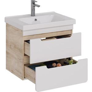 Тумба с раковиной Lemark Olivia 65х45 белый глянец/дуб кантри (LM08OL65T, 640214)