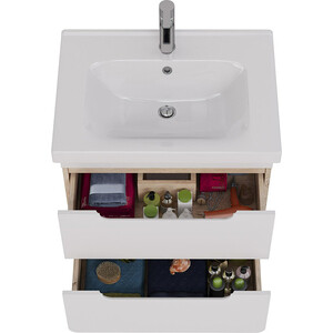 Тумба с раковиной Lemark Olivia 65х45 белый глянец/дуб кантри (LM08OL65T, 640214)