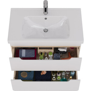 Тумба с раковиной Lemark Olivia 85х45 белый глянец/дуб кантри (LM08OL80T, 640207)