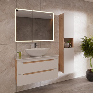 Тумба с раковиной Lemark Olivia 85х45 белый глянец/дуб кантри (LM08OL80T, 640207)