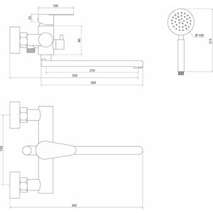 Смеситель для ванны Славен Сталь универсальный, нержавеющая сталь (СЛ-ОД-Ж31)