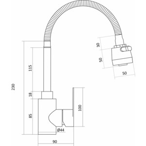 Смеситель для кухни Славен Сталь нержавеющая сталь (СЛ-ОД-Ж25)