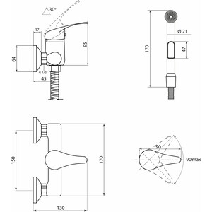 Гигиенический душ Славен Прораб с гигиенической лейкой, хром (СЛ-ОД-П51)
