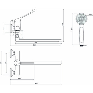 Смеситель для ванны Славен Хирург универсальный, хром (СЛ-ОД-Х31)
