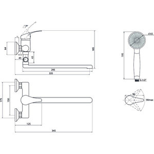 Смеситель для ванны Славен Прораб универсальный, хром (СЛ-ОД-П32)