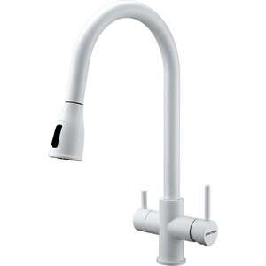 Смеситель для кухни Paulmark Lange с подключением фильтра, белый матовый (La214212-431)