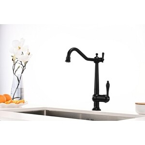 Смеситель для кухни Paulmark Retro с подключением фильтра, антрацит (Re213226-401)