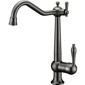 Смеситель для кухни Paulmark Retro с подключением фильтра, вороненая сталь (Re213226-GM)