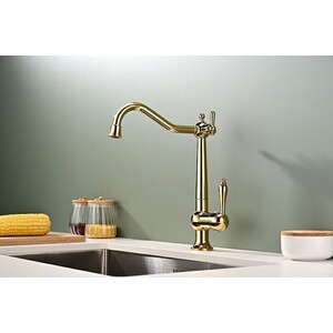 Смеситель для кухни Paulmark Retro с подключением фильтра, золото (Re213226-G)