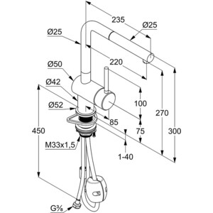 Смеситель для кухни Kludi L Steel сталь (45851F877)